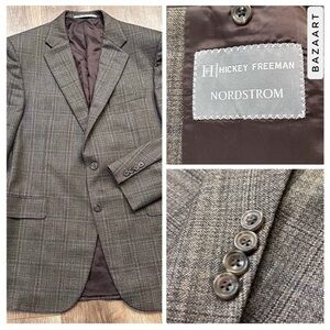 Hickey Freeman‎ Nordstrom Brown 2 Button single Vent Wool Blazer Mens Sz 42R